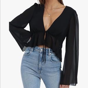 black front tie top